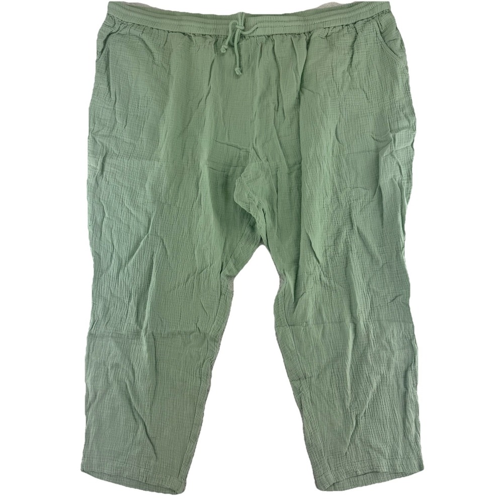 AnyBody Gauze Jogger Pants Size 5X Green Cotton